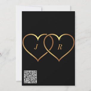 QR Code Gold Hearts Love Toast Wedding Invitation
