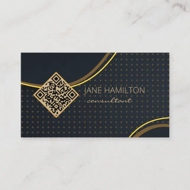 QR Code Gold Modern Business Card | Zazzle