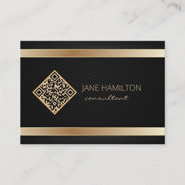 QR Code Gold Modern Consultant Business Card (Front)