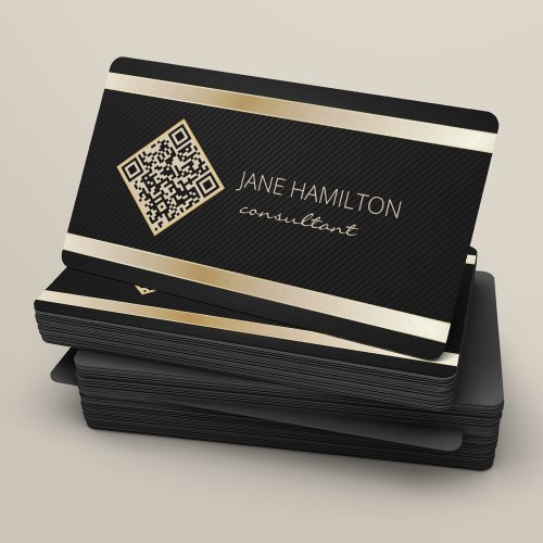 QR Code Gold Modern Profile Business Card