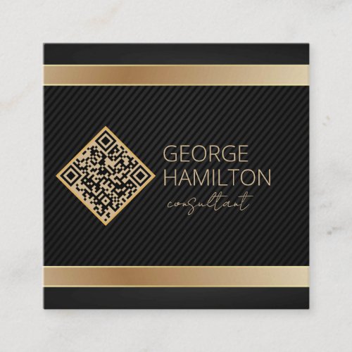 QR Code Gold Modern Profile Square Business Card