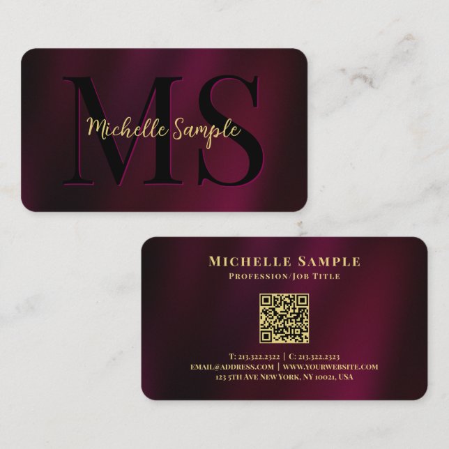 QR Code Gold Text Name Luxury Rounded Corner Business Card (Front/Back)