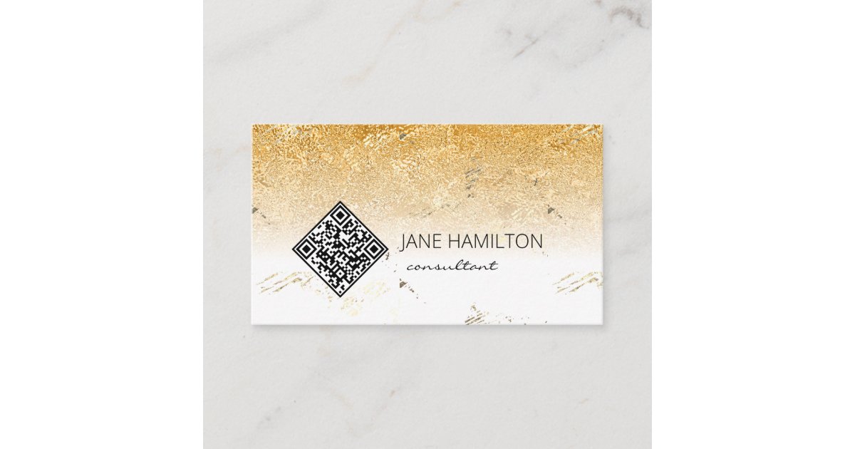 QR Code Gold Texture Business Card | Zazzle
