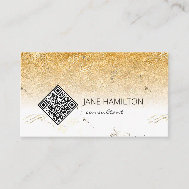 QR Code Gold Texture Business Card | Zazzle