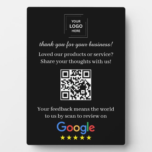 QR Code Google Review Easel Display Style Plaque