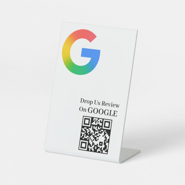 QR Code Google Review Link Tabletop Style Pedestal Sign (Front)