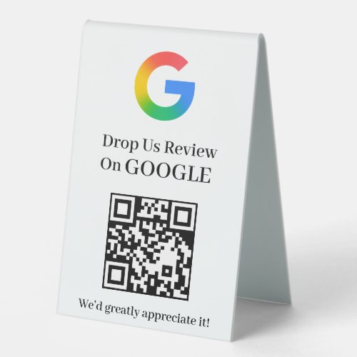 QR Code Google Review Pedestal Display Style Table Tent