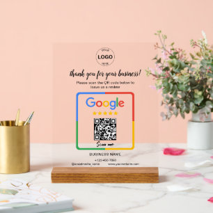 Qr Code Google Reviews Business Logo Acrylic Sign