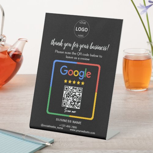 Qr Code Google Reviews Business Logo Pedestal Sign