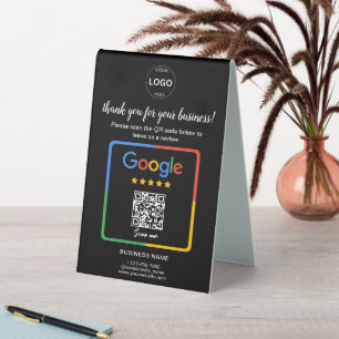Qr Code Google Reviews Business Logo Table Tent