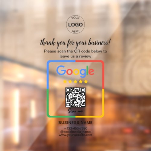 Qr Code Google Reviews Business Logo Window Cling