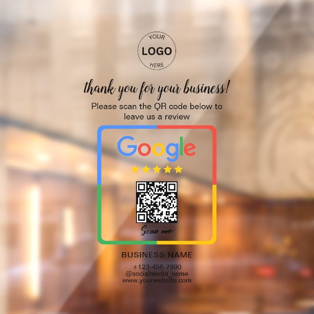 Qr Code Google Reviews Business Logo Window Cling (Sheet 2)