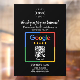 Qr Code Google Reviews Business Logo Window Cling