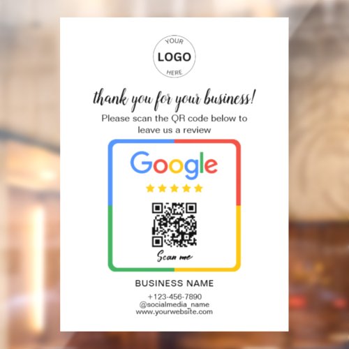 Qr Code Google Reviews Business Logo Window Cling