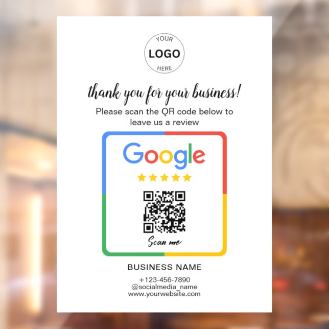 Qr Code Google Reviews Business Logo Window Cling (Sheet 2)