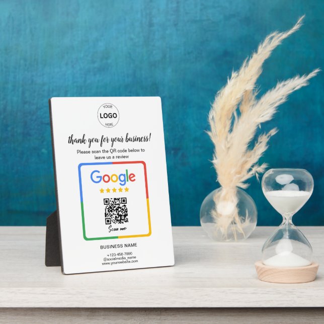 Qr Code Google Reviews Business Plaque (Side)