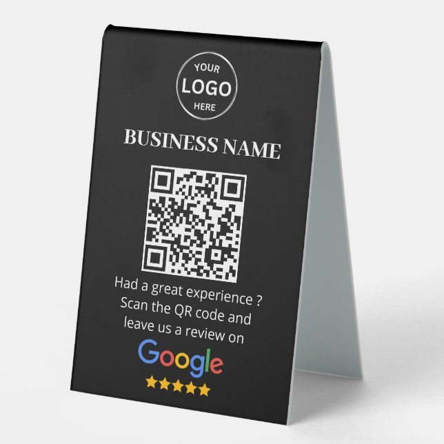 Qr Code Google Reviews Business Review Table Tent (Front)