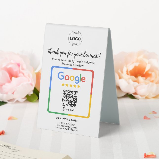 Qr Code Google Reviews Business Table Tent | Zazzle