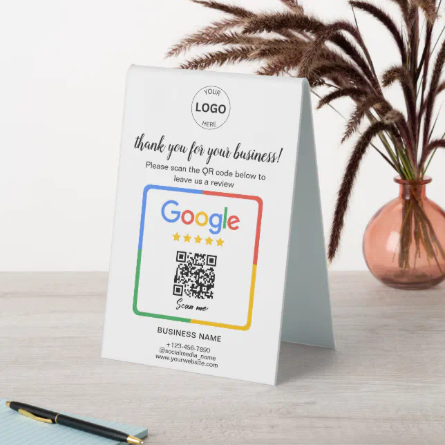 Qr Code Google Reviews Business Table Tent | Zazzle