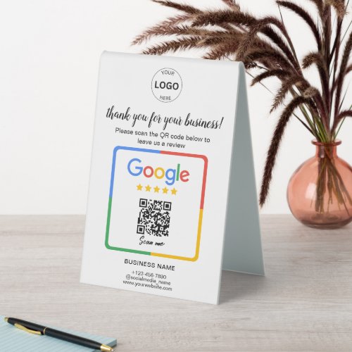Qr Code Google Reviews Business Table Tent Sign