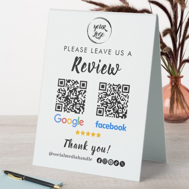 Qr Code Google Reviews Facebook Business Review Table Tent (In SItu (Table))