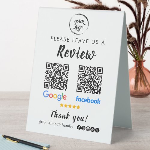 Qr Code Google Reviews Facebook Business Review Table Tent Sign