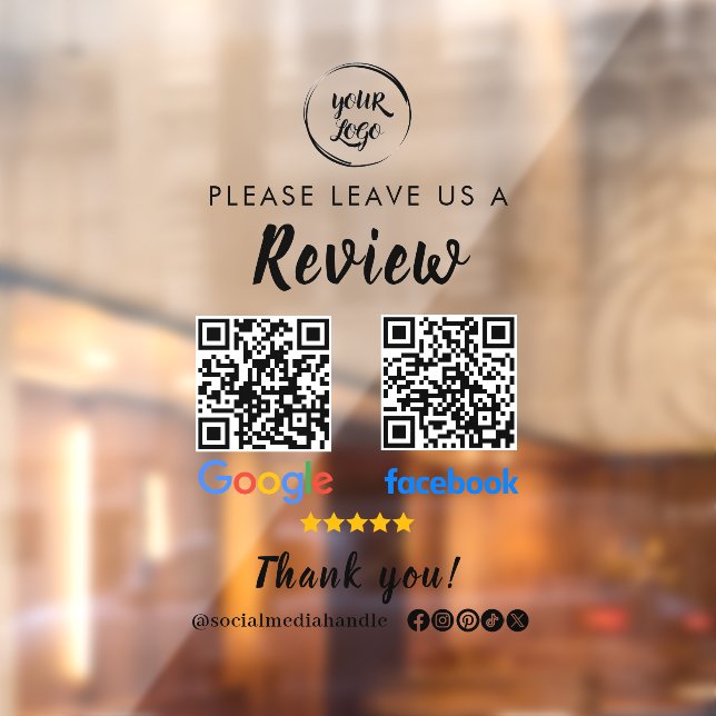 Qr Code Google Reviews Facebook Business Review Window Cling (Sheet 2)