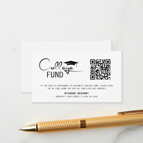 QR Code Graduation College Fund  Enclosure Card
