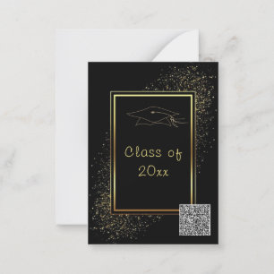QR Code Graduation Invitations Black Gold Design