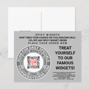 QR Code Gray Business Marketing Cool Advertising Postcard