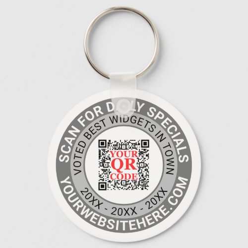 QR Code Gray Business Marketing Giveaway Promo Keychain