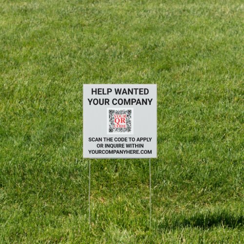 QR Code Gray Business Marketing Help Wanted Sign