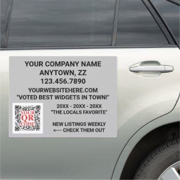 Qr Code Gray Business Marketing Large Rectangle Car Magnet by ArtfulDesignsByVikki at Zazzle