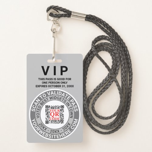 QR Code Gray Business Marketing Promotional VIP Badge