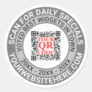 QR Code Gray Business Marketing Simple Promo Classic Round Sticker