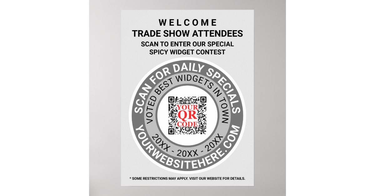 QR Code Gray Business Marketing Trade Show Promo Poster | Zazzle