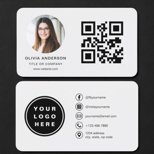 QR Code Gray Photo Business Card
