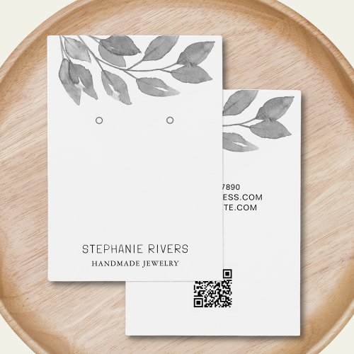 QR Code Gray Watercolor Earrings Display Card