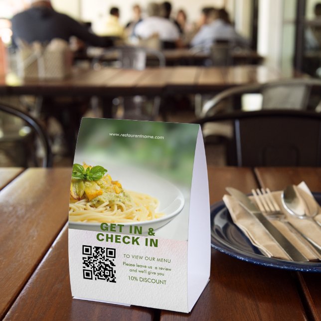 QR Code Green Digital Menu Add URL Paper Table Tent (Insitu(Restaurant))