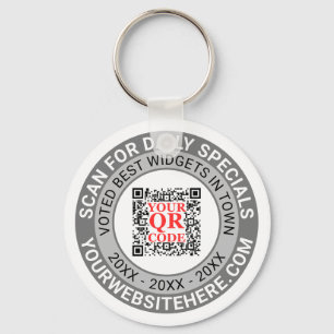 QR Code Grey Business Marketing Giveaway Promo Keychain