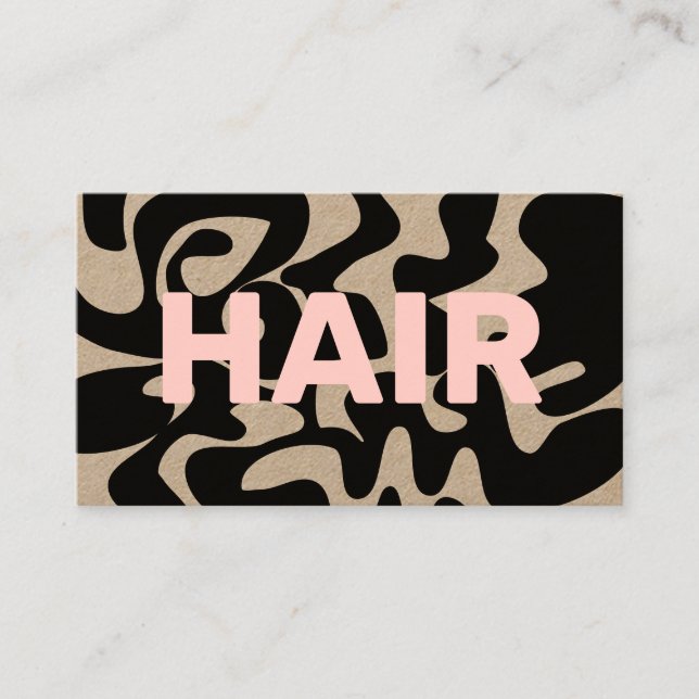 QR Code Groovy Black Light Pink Hair Kraft Business Card (Front)