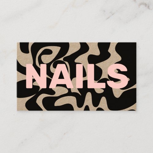 QR Code Groovy Black Light Pink NAILS Kraft Business Card