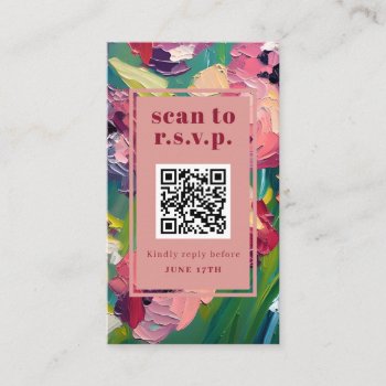 Qr Code Groovy Deco Painting Wedding Rsvp  Enclosure Card by JillsPaperie at Zazzle