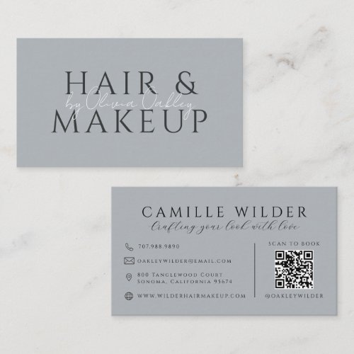 QR Code Hair And Makeup Neutral Business Card
