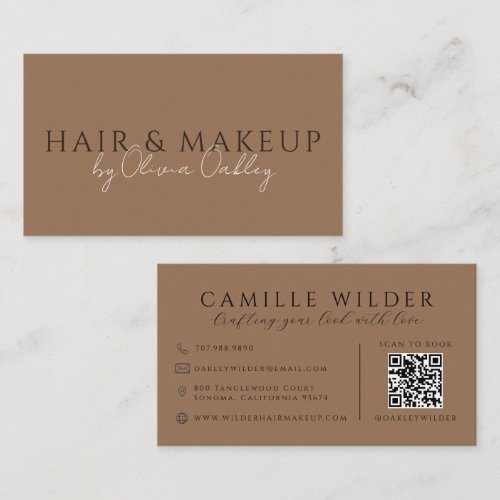 QR Code Hair And Makeup Sark Terracotta Business Card