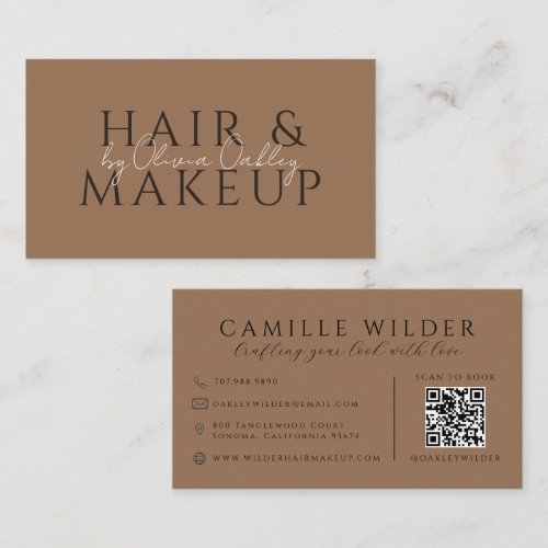 QR Code Hair And Makeup Sark Terracotta Business Card