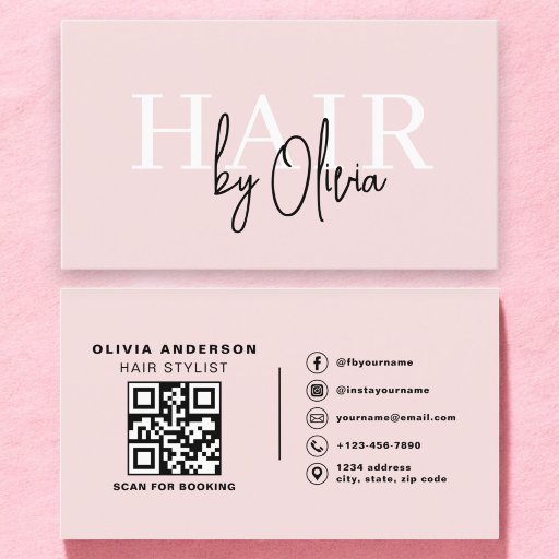 Customizable QR Code Hair Stylist Modern Typography  Business Card