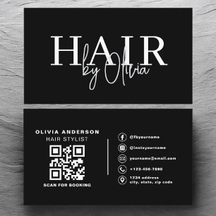 QR Code Hair Stylist Modern Typography Business Card