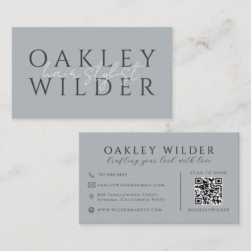 QR Code Hair Stylist Neutral Business Card