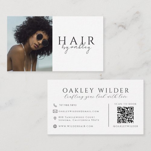 QR Code Hair Stylist Photo Business Card
